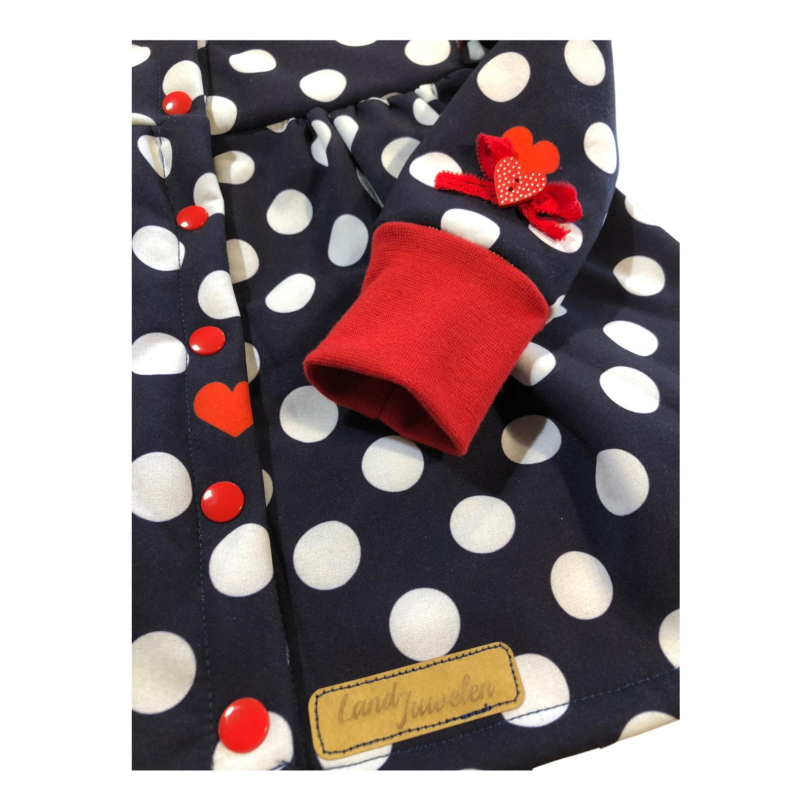 Mantel Softshell Punkte dunkelblau rot weiß
