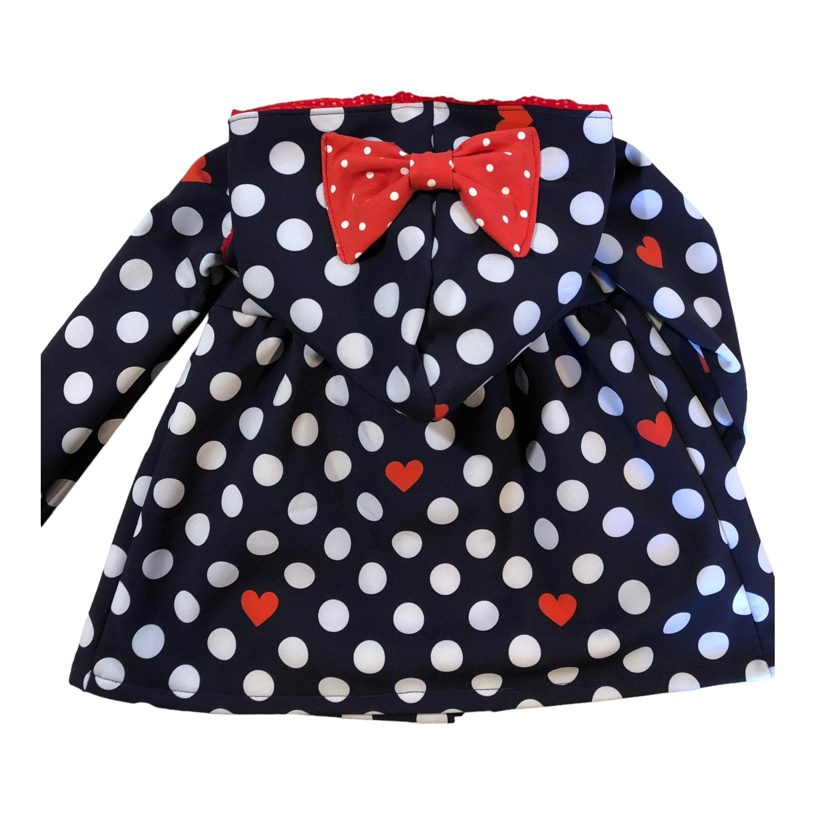 Mantel Softshell Punkte dunkelblau rot weiß