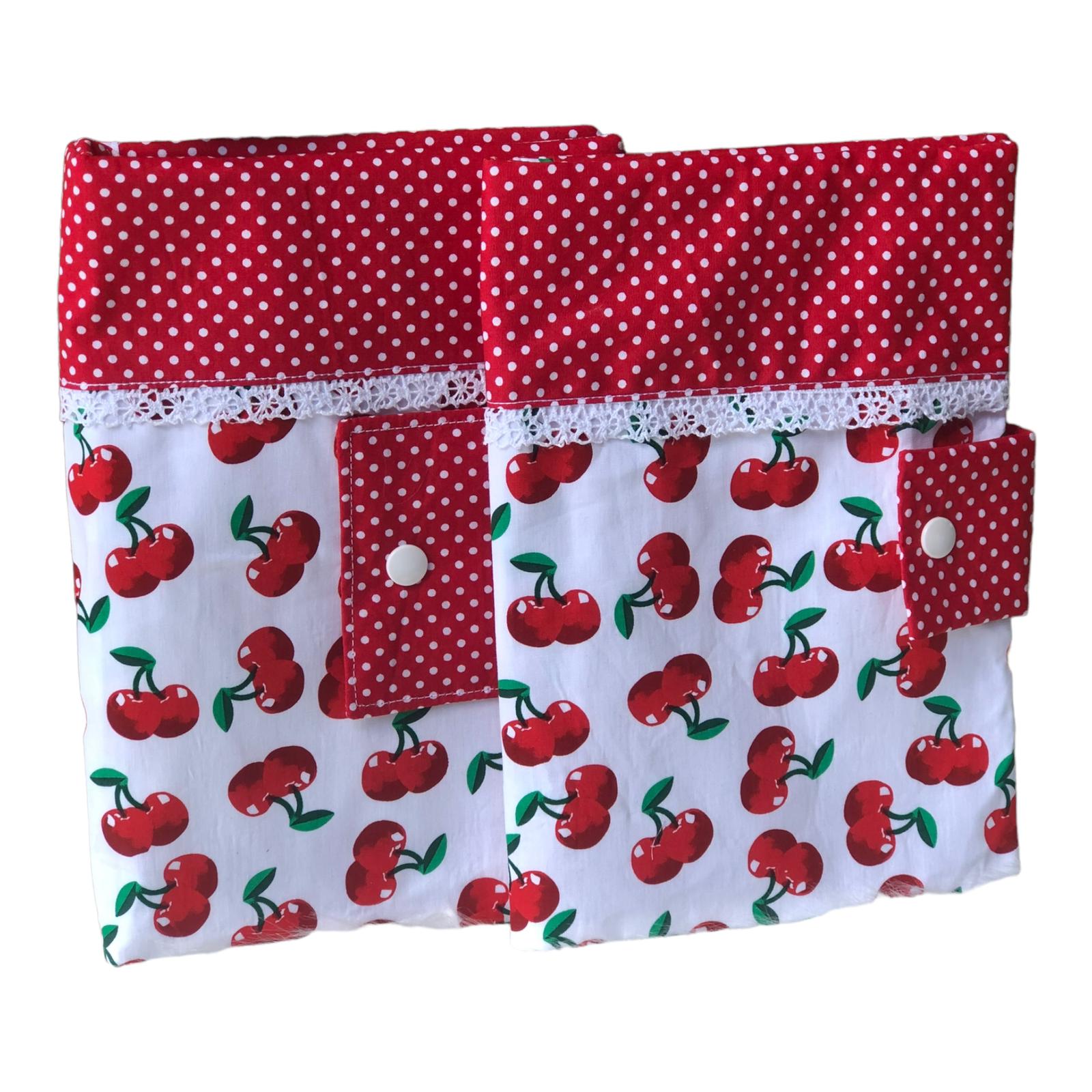 Set: Windeltasche und U-Heft-Hülle Kirsche rot weiß