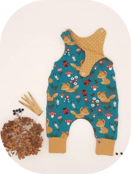 WALDTIERE FUCHS PETROL Strampler
