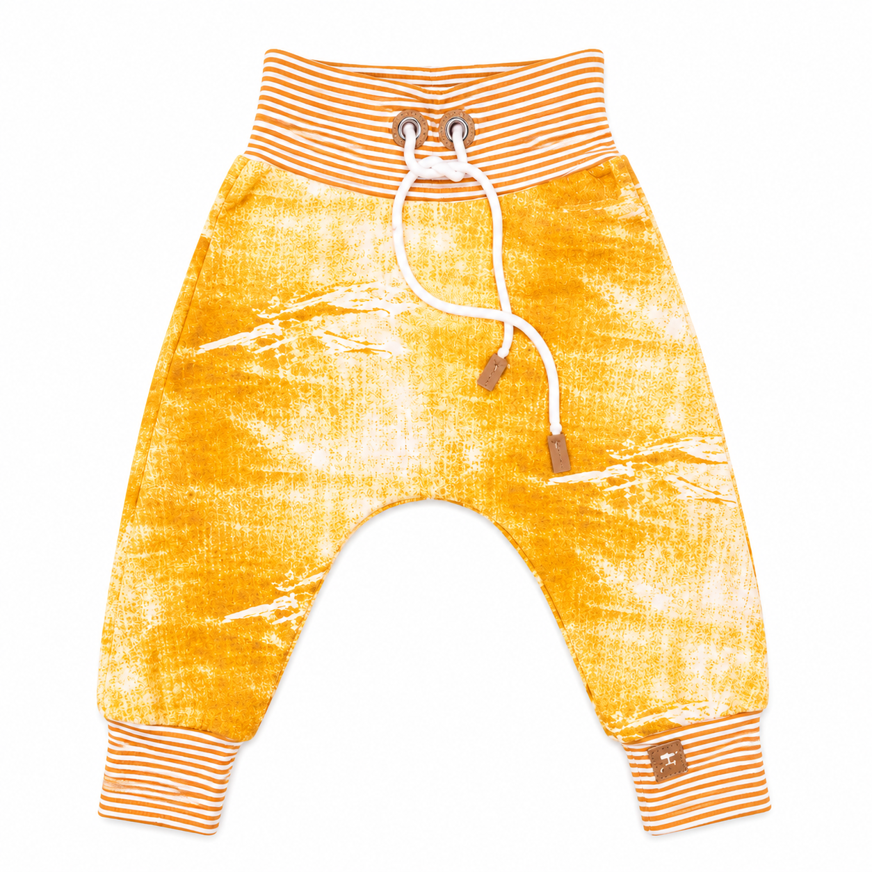 Pumphose Jeansjersey Senfgelb – Handgefertigte Babyhose im Jeanslook