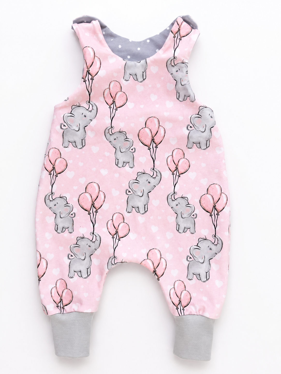 Handgefertigter Baby-Strampler Elefant Rosa | Baumwolle | Land-Juwelen
