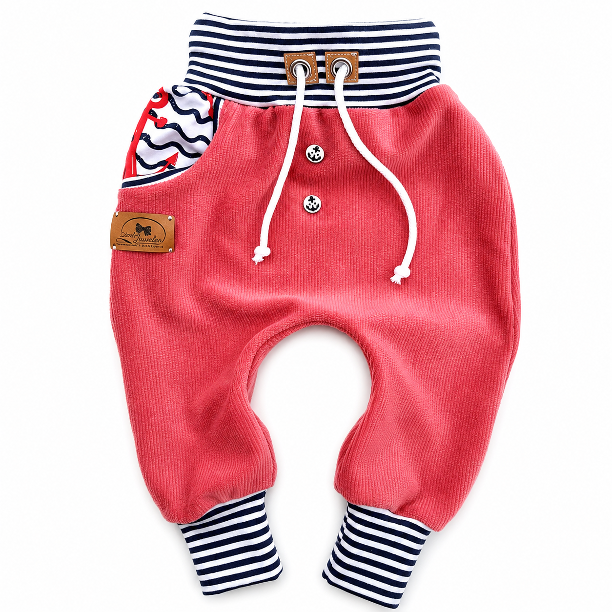 Handgefertigte Baby-Pumphose Cordjersey Weinrot | Baumwolle | Land-Juwelen