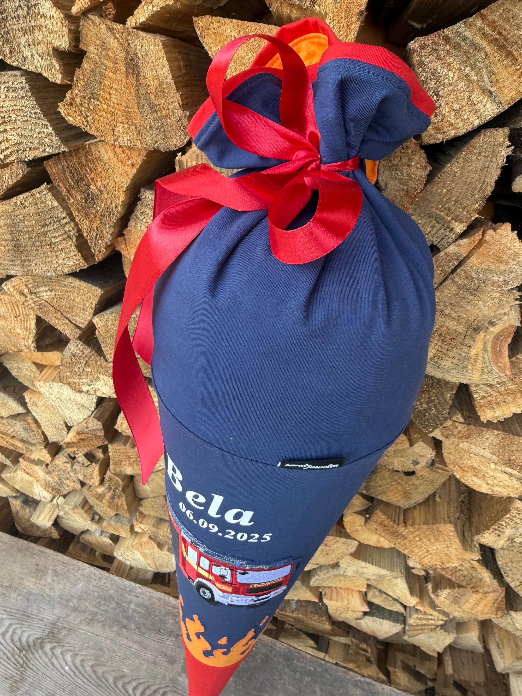 Zuckertüte Feuerwehr dunkelblau mit Kissen