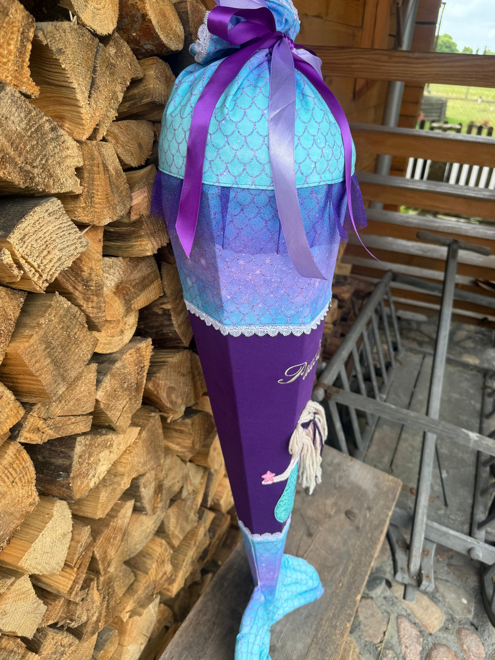 Schultüte für Mädchen Meerjungfrau lila Zuckertüte 70 cm / 85 cm mit Kissen