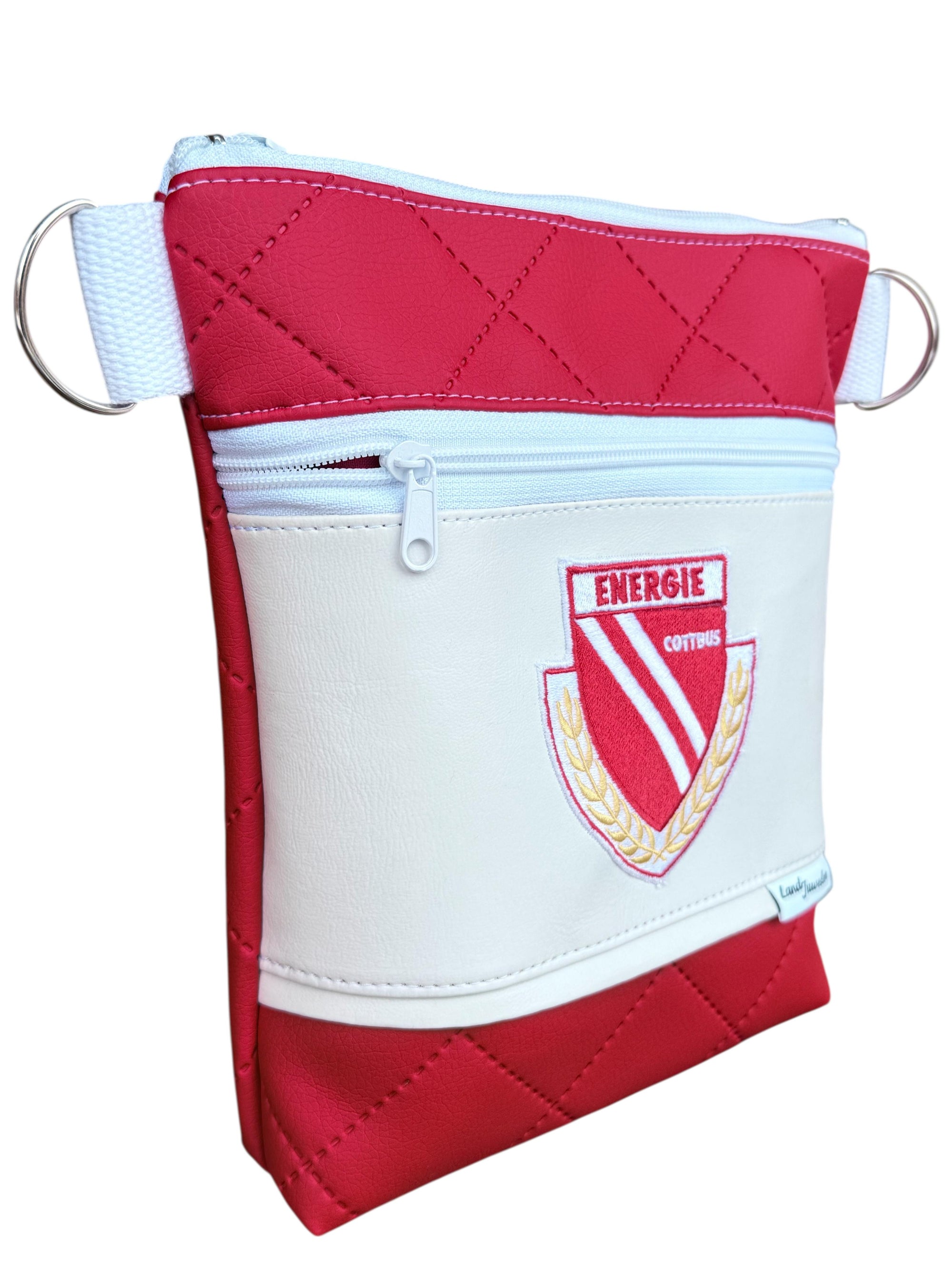 Schultertasche "Energie Logo" weiß rot
