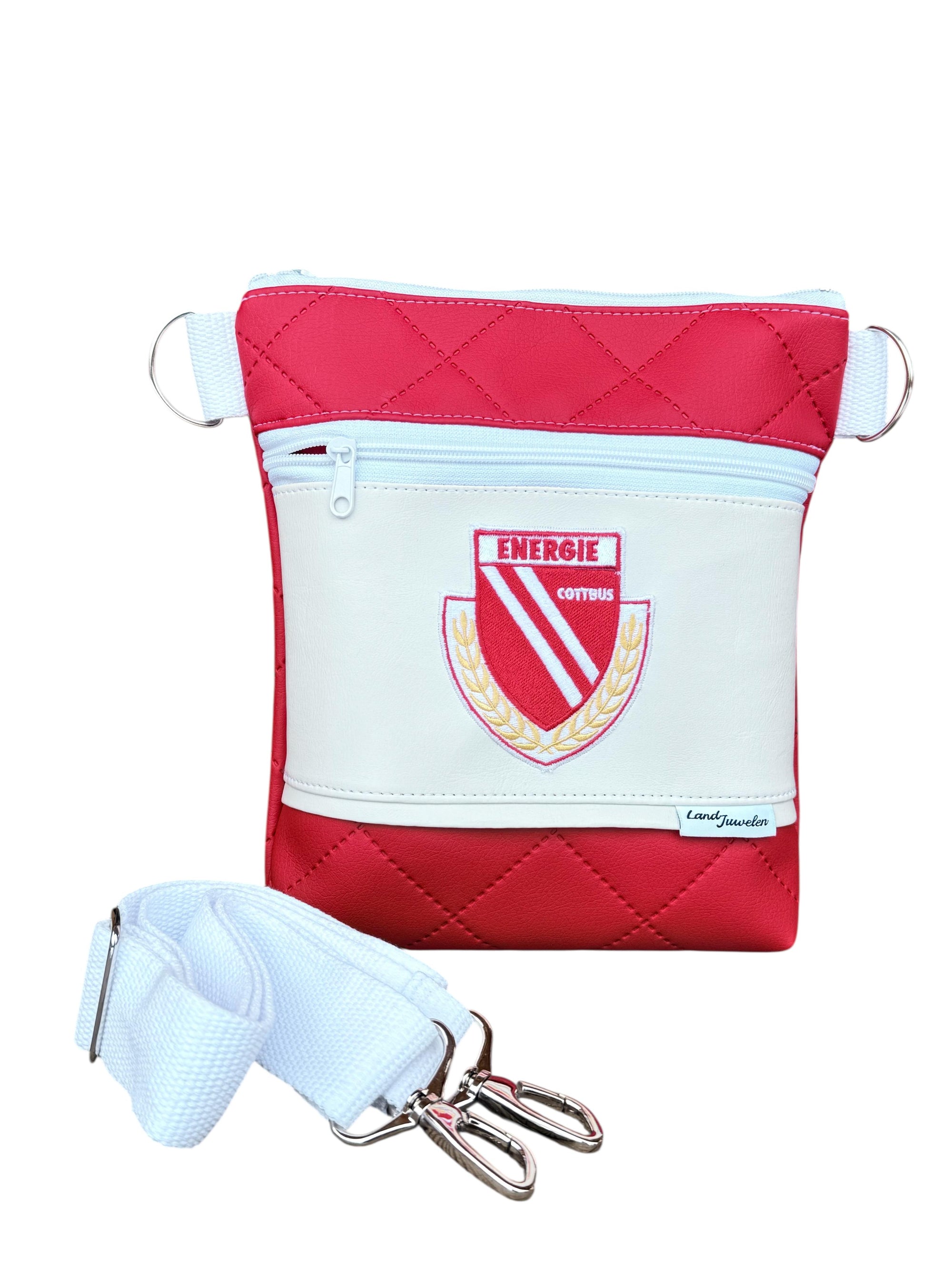 Schultertasche "Energie Logo" weiß rot
