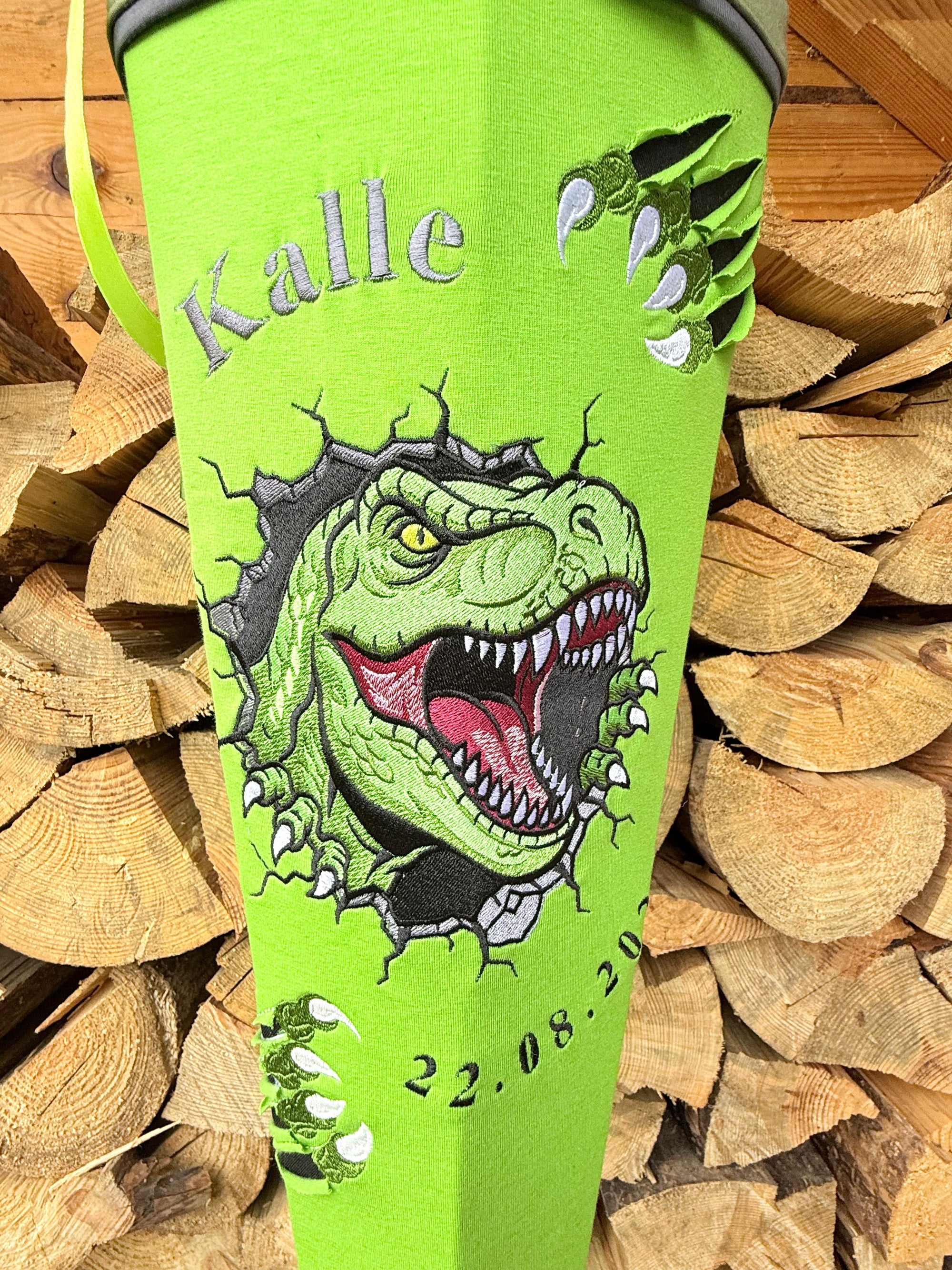 Personalisierte Zuckertüte mit Dino – 2-in-1 Schultüte & Kissen