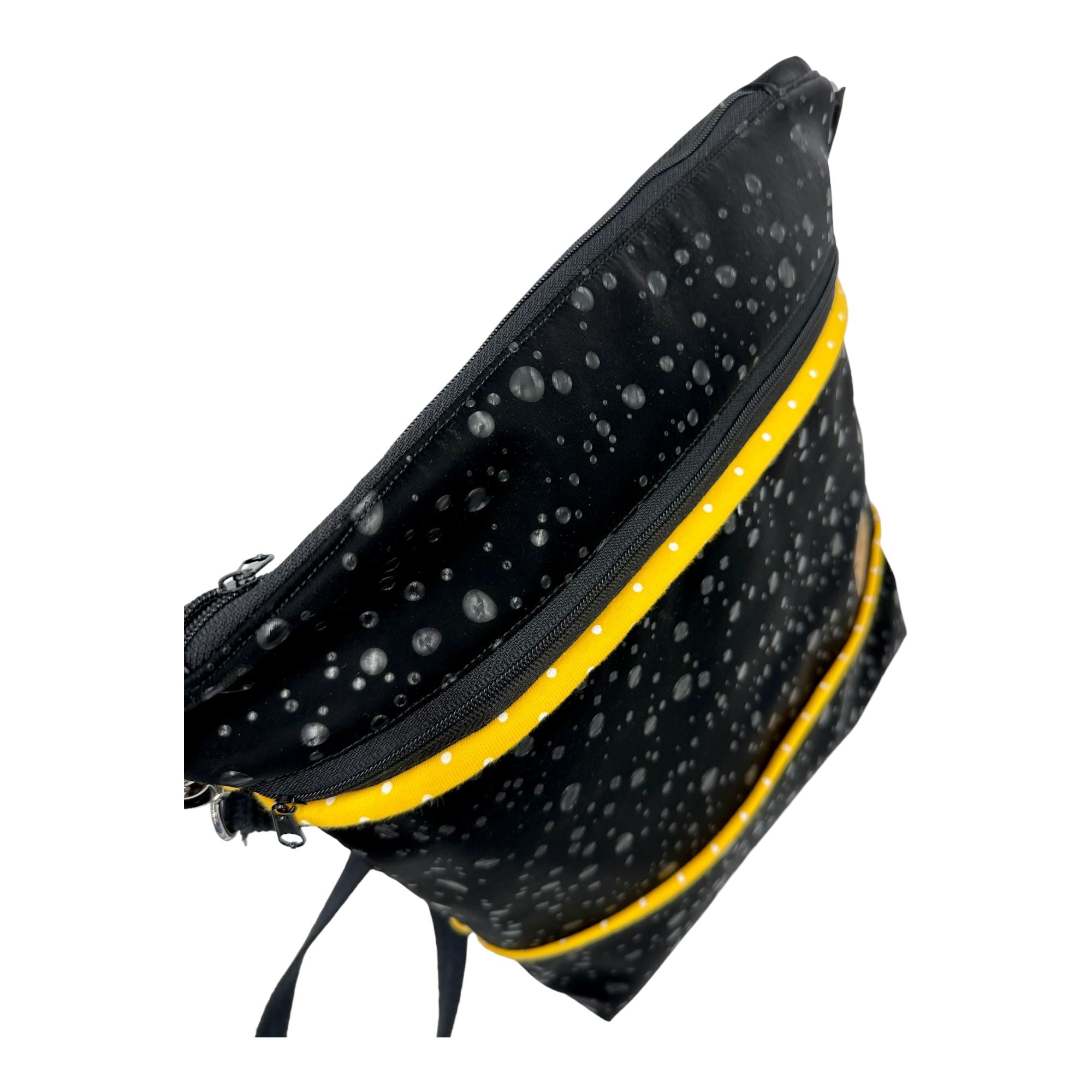 Schultertasche 3-D-Look Regentropfen schwarz gelb