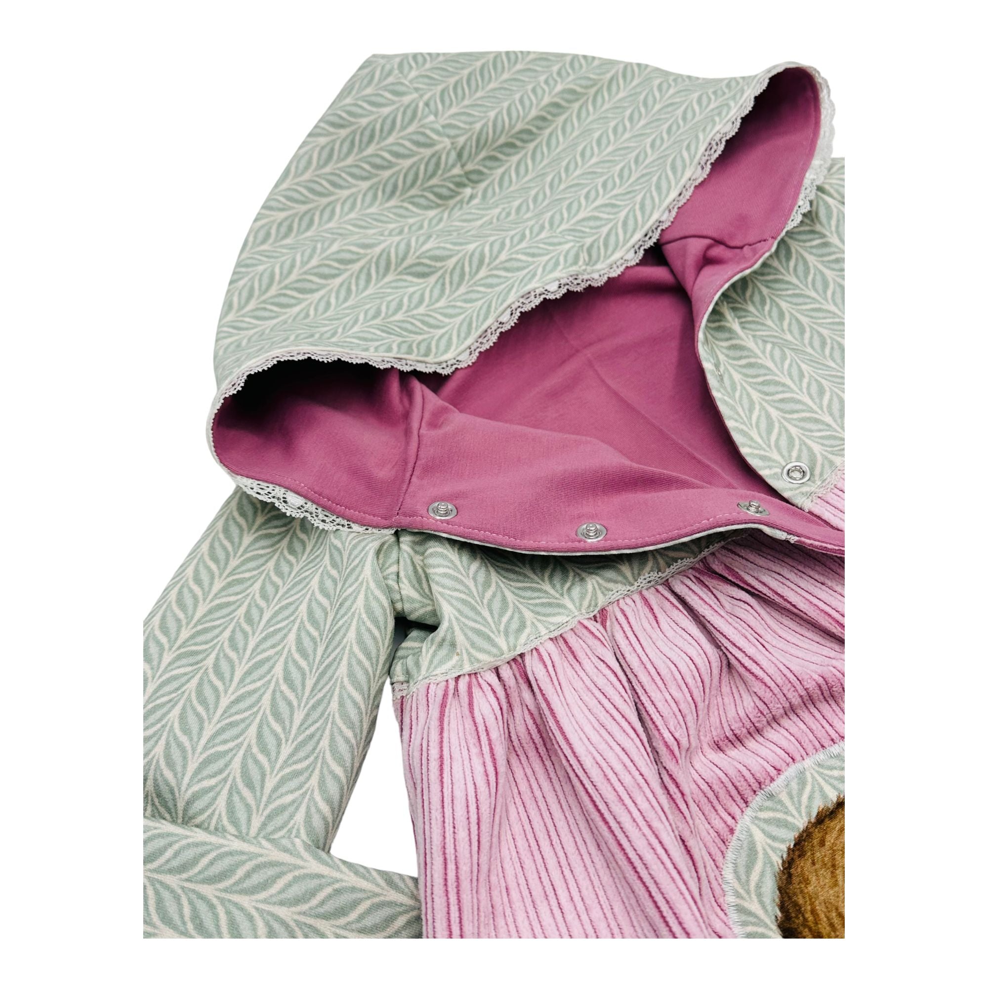 Übergangsjacke Mantel süßer Igel hellgrün rosa Breitcord